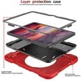 thumbnail image 2 of ELEHOLD Rugged Case for iPad 10th Gen 10.9 inch 2022,Three-Layer Protection PC+Silicone Case with 360° Rotatable Folding Handle Grip Kickstand Shoulder Strap Pencil Holder Shockproof Case,Red+Black, 2 of 8