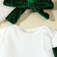 thumbnail image 5 of GYRATEDREAM Newborn Baby Girl Christmas Outfits Infant Solid Long Sleeve Ribbed Knitted Romper Velvet Suspender Skirt Headband 3Pcs Set Toddler Xmas Clothes Green for 0-18 Months, 5 of 8