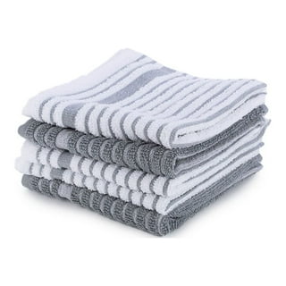Everything Kitchens Modern Essentials Oversized Recycled Cotton Terry  Kitchen Towels (Set of 5) | Tan & White