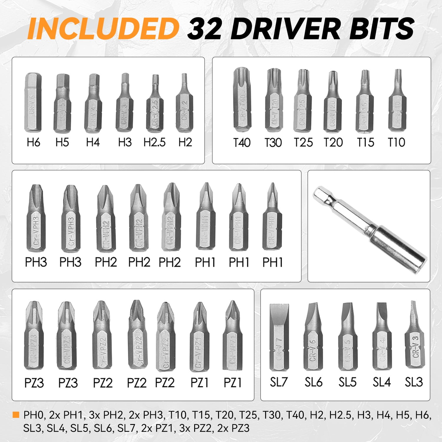 LED Driver Bits Electric Cordless Screwdriver Tool Kits with 32Pcs Driver Bits & Carrying Case Pink