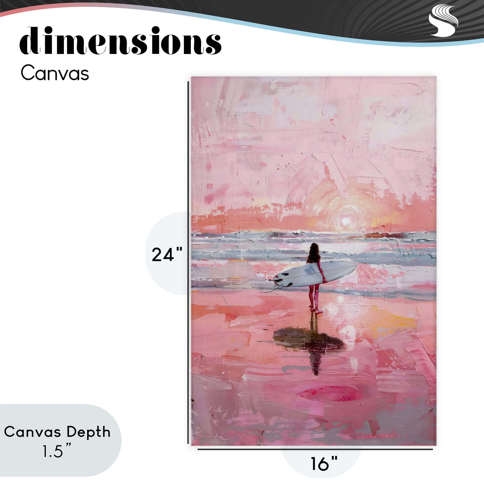 Stupell Industries Surfer at Pink Sunset Canvas Wall Art, design by Creative Studio