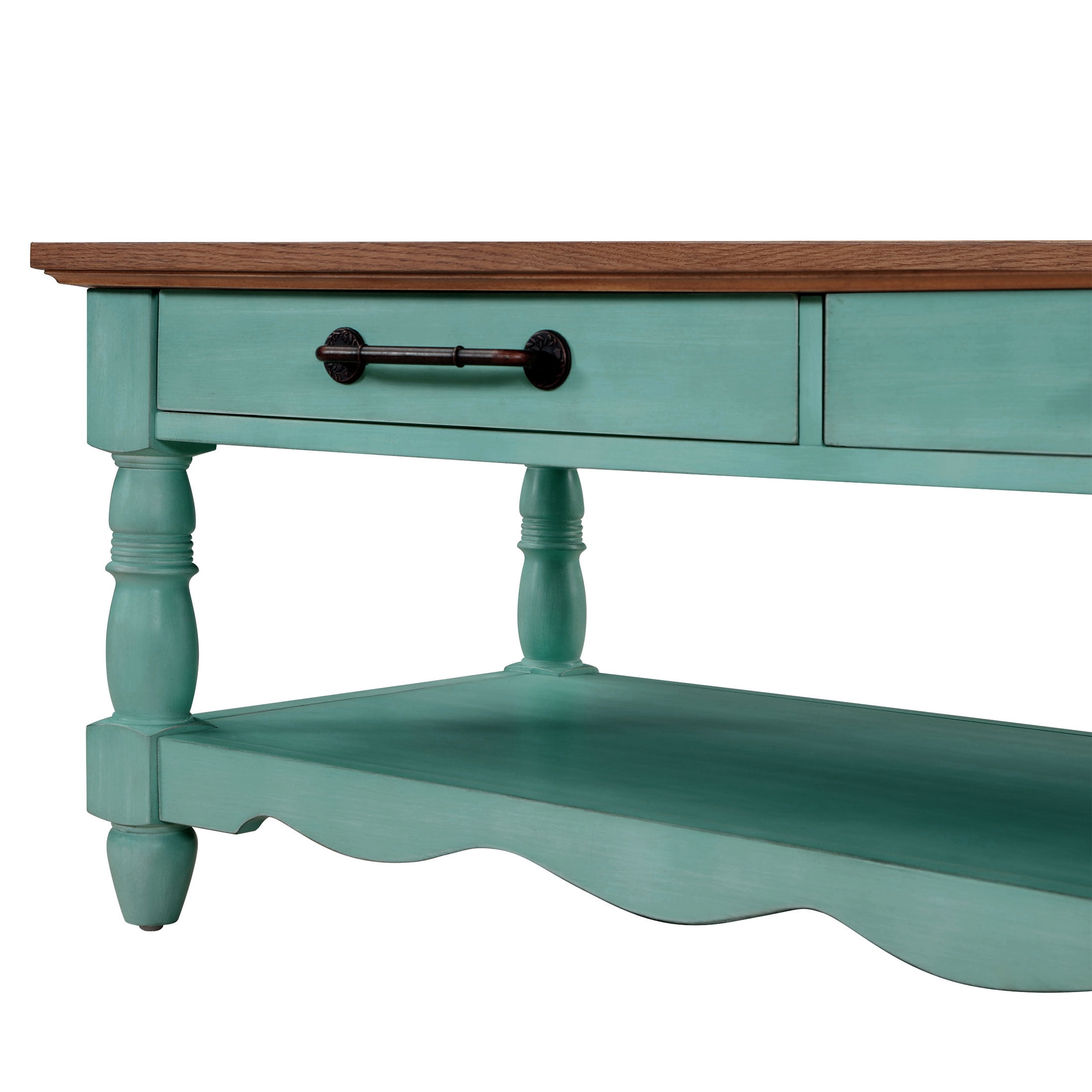 The Pioneer Woman Helen Coffee Table Made With Solid Wood Frame, Teal