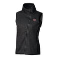 thumbnail image 2 of Women's Cutter & Buck  Heather Charcoal Oklahoma Sooners Vault Mainsail Sweater-Knit Full-Zip Asymmetrical Vest, 2 of 3