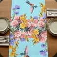 thumbnail image 5 of Table Runners 60 Inches Long Dress Scarves, Teal Green Hummingbirds Farmhouse Kitchen/Dining Table Runner, Small Coffee Tablerunners, Spring Watercolor Flowers Plant 13x60 Inch, 5 of 9