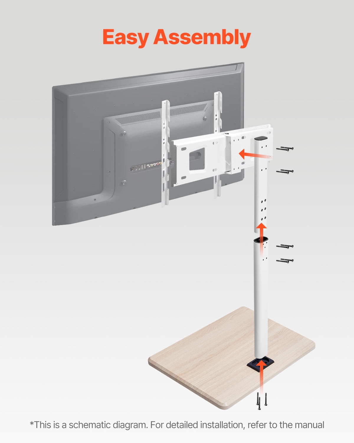 VEVOR Rolling TV Stand, Mobile TV Cart for 32-70 Inch Screens, 25° Left-Right Rotation and Height Adjustable TV Mount on Wheels, Holds up to 99 lbs for Corner, Bedroom, Outdoor, Max VESA 600x400mm