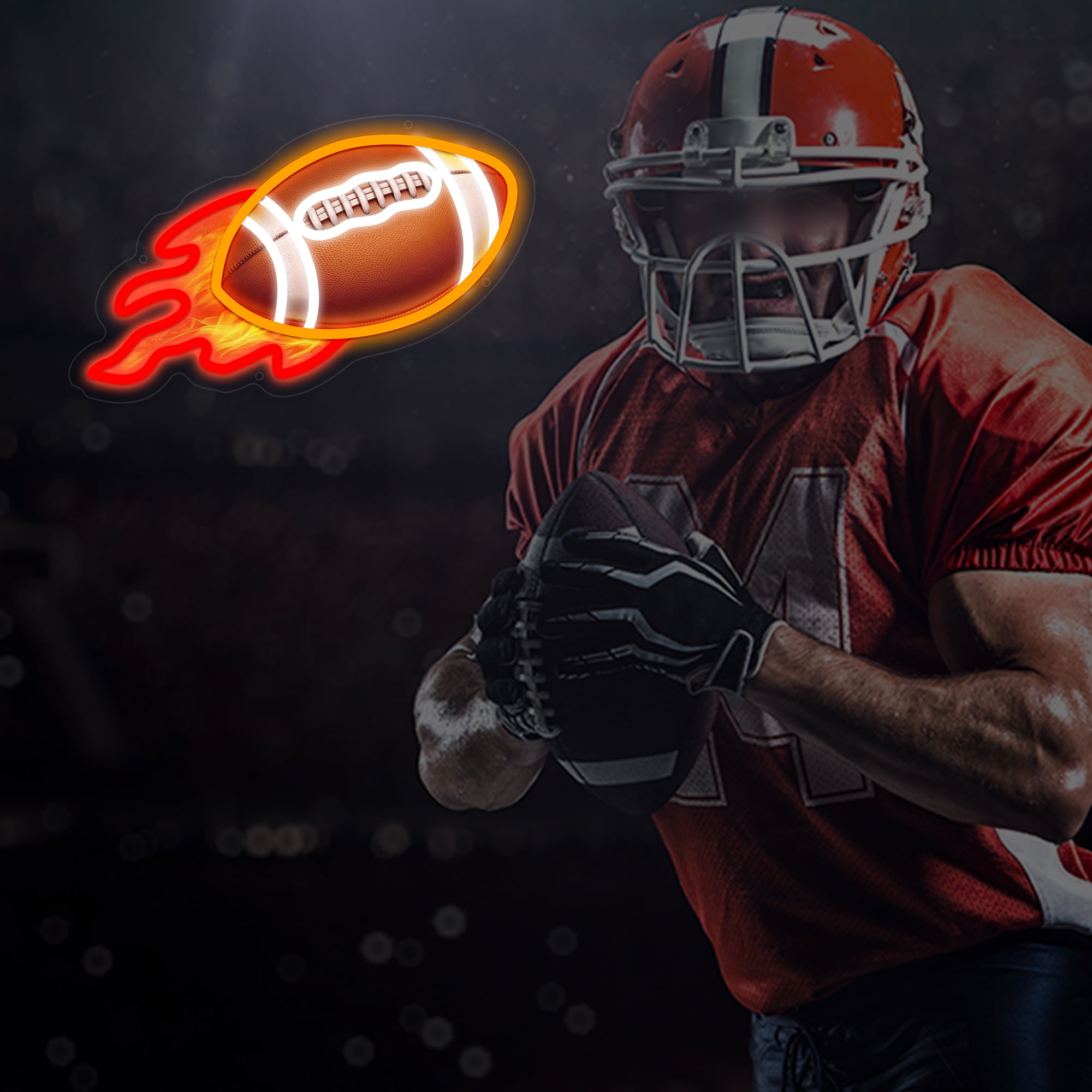 Football Neon Sign for Wall Decor, Football LED Signs for Teens, Man Cave, Boys Bedroom and Game Room, Football-Shaped Neon Light, Neon Light Up Signs Gift for Football Fans