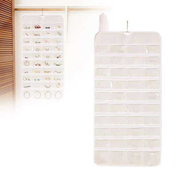Organiza Tus Joyas Con Esta Bolsa Organizadora Colgante Con 80 Bolsillos Para Pendientes, Anillos, Collares Y Mucho Más.