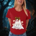 thumbnail image 4 of TOWED22 Halloween Cute Ghost Wear Bow T-Shirts for Women Graphic Short Sleeve Tees Cotton Crew Neck T Shirt Casual Tops(Red,XL), 4 of 8