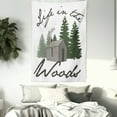 thumbnail image 3 of Log Cabin Tapestry, Image of a Rustic Lodge in a Forest with Life in the Woods Message, Wall Hanging for Bedroom Living Room Dorm Decor, 40W X 60L Inches, White Emerald Grey Teal, by Ambesonne, 3 of 5