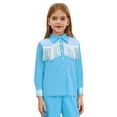 thumbnail image 2 of renvena Girls Western Cowgirl Fringe Shirt Long Sleeve Sequin Tassel Shirt Retro Casual Blouse Top Blue 8, 2 of 7