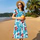 thumbnail image 4 of Easygdp Hawaiian Style para Vestido Transpirable de Mujer, Vestido Suelto de Manga Corta con Pliegues y Bolsillos para el Verano, 4 of 6