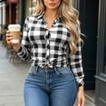 thumbnail image 7 of Besolor Button down Shirts for Women Plaid Long Sleeve Lapel Shirt Slim Fitting Business Casual Tops(X-Large,Black), 7 of 7