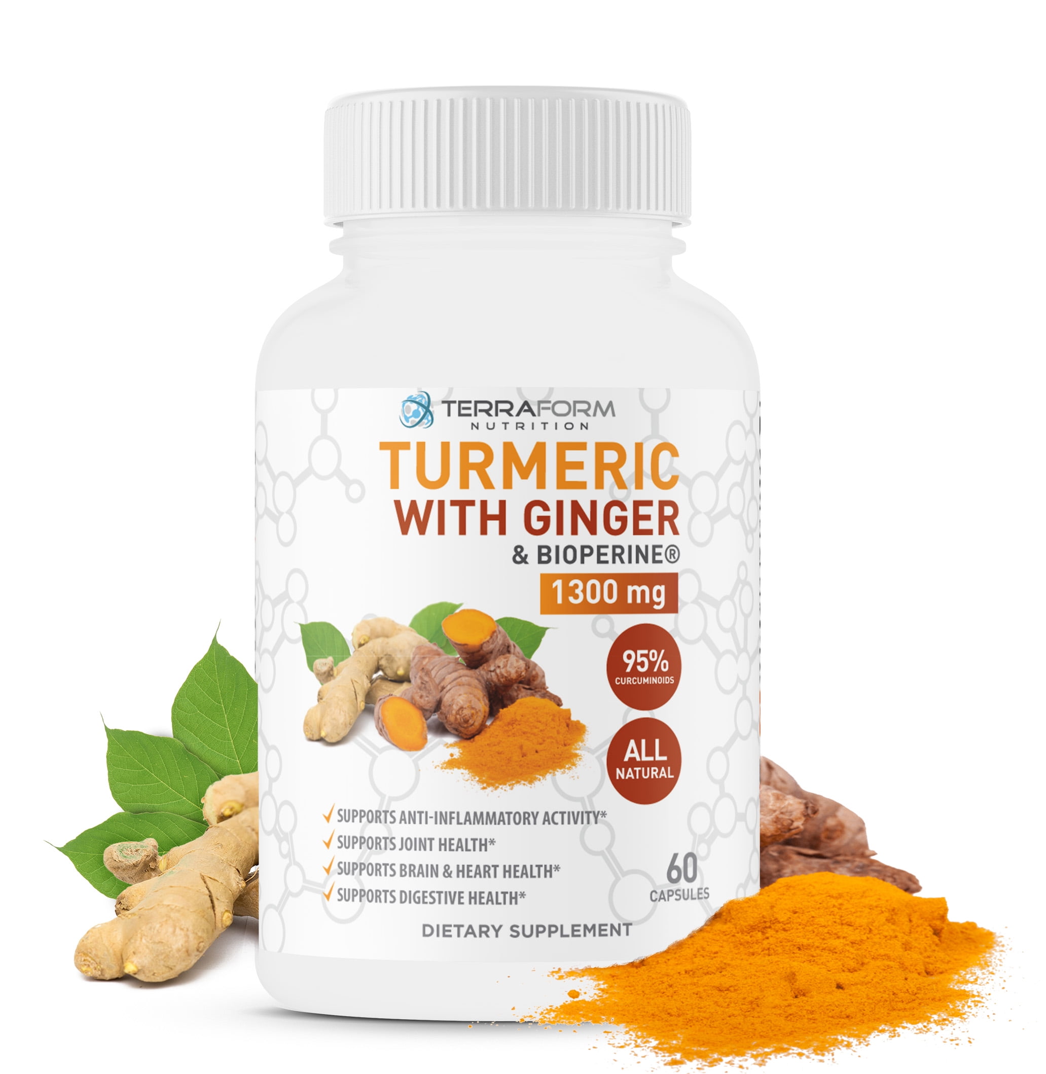 Turmeric Curcumin With Ginger BioPerine Supports Knee Pain Relief