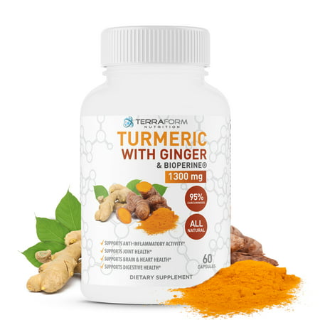 Turmeric Curcumin with Ginger & BioPerine – Supports Knee Pain Relief, Joint Pain Relief, Anti-Inflammatory and Antioxidant- Made in the USA - For Men & Women - 1