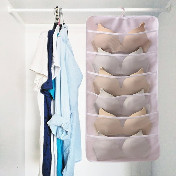 Lolmot Hanging Storage Organizer Non-Woven Double-Sided Storage Bag  Washable Wardrobe Multi-Pocket Bra Hanging Bag Door Rear Socks Storage Bag  