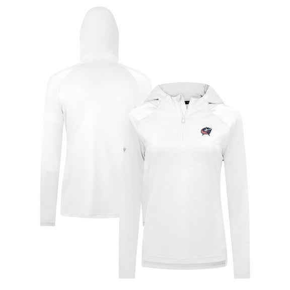 Women's Levelwear White Columbus Blue Jackets Raven Insignia Core Quarter-Zip Jacket