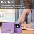 thumbnail image 3 of Feishell Back Flip Case for Apple iPhone 12 mini,Premium PU Leather Wallet Cover with ID Credit Card Holder & Zipper Pocket Magnetic Metal Button Kickstand Shockproof Phone Case,Purple, 3 of 6