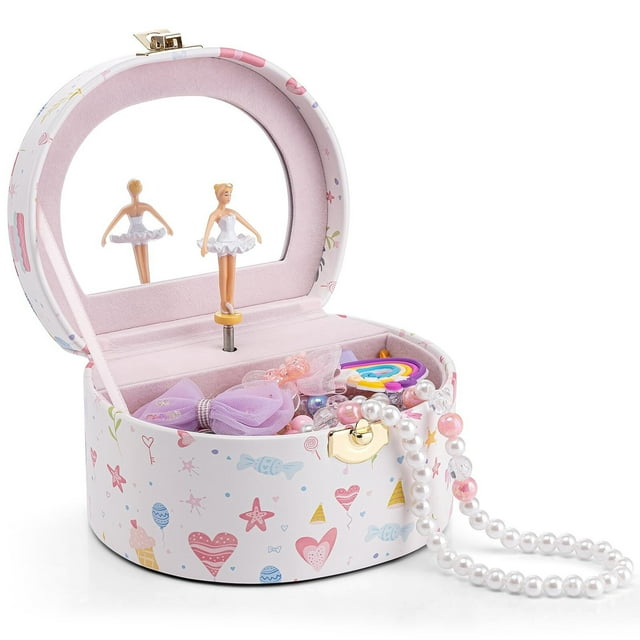 Joyero musical para niñas, caja de música para niños pequeños con bailarina para decoración de fiesta, recámara, regalos para niñas y niños, fantasía