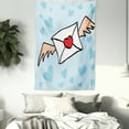 thumbnail image 3 of Cartoon Tapestry, Flying Letter with Heart Seal Love Background in Blue Shades, Wall Hanging for Bedroom Living Room Dorm Decor, 40W X 60L Inches, Pale Blue Vermilion White Beige, by Ambesonne, 3 of 5