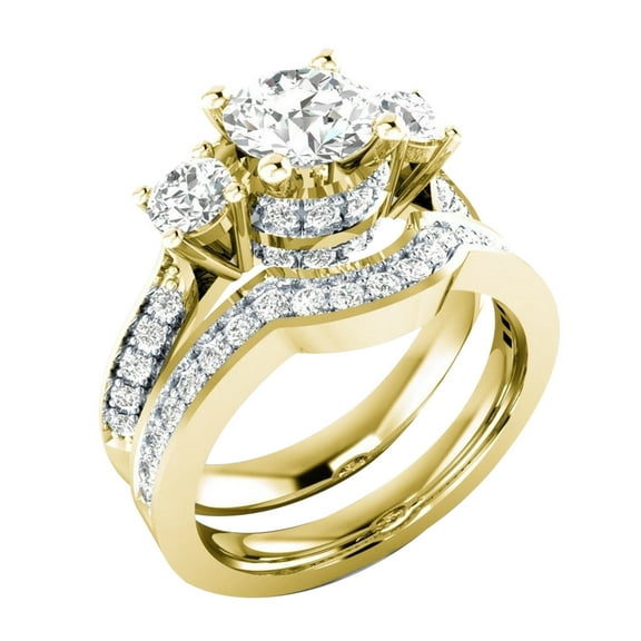 Cotonie Womens Rings 2-in-1 Set Detachable Shiny Diamond Jewelry Set Engagement Wedding Rings Lady Zirconia Christmas Valentine's Day Festival Gift