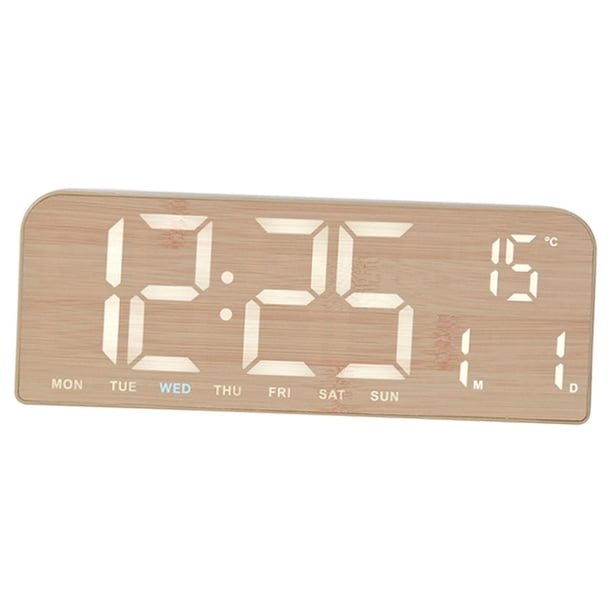 Reloj digital LED de escritorio, minimalista, elegante, para decoración de mesa, día de la semana. Marrón
