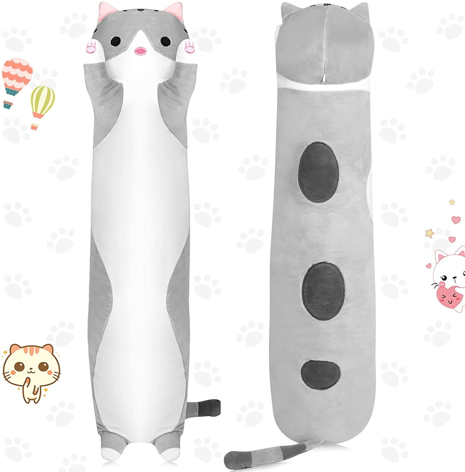 Cute Long Cat Plush Toy Soft Stuffed Kitten Pillow Sleeping Decor Pillow E0L0 