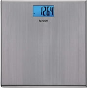 Taylor Precision Products Digital Scales for Body Weight, Extra Highly Accurate 440 LB Capacity, Thin Profile, Unique Blue LCD, Stainless Steel Glass Platform, 12.2 x 12.2 Inches, Stainless Steel