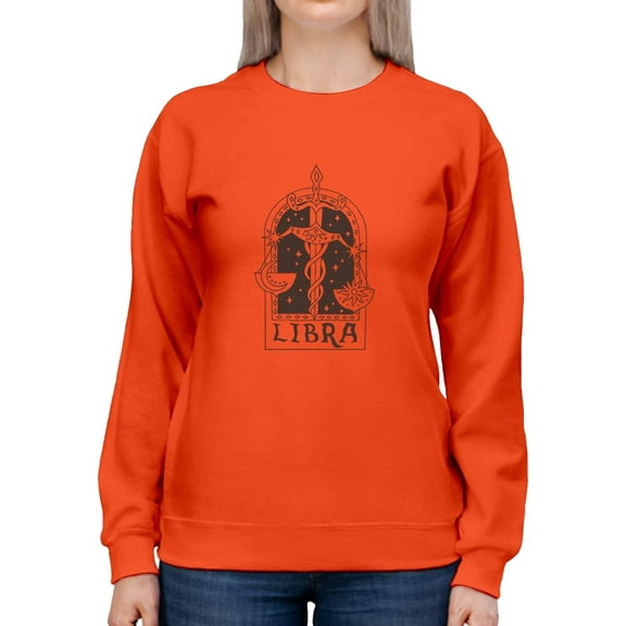 Outline Zodiac Sign Libra Sweatshirt Women -Image by Shutterstock, Female Medium