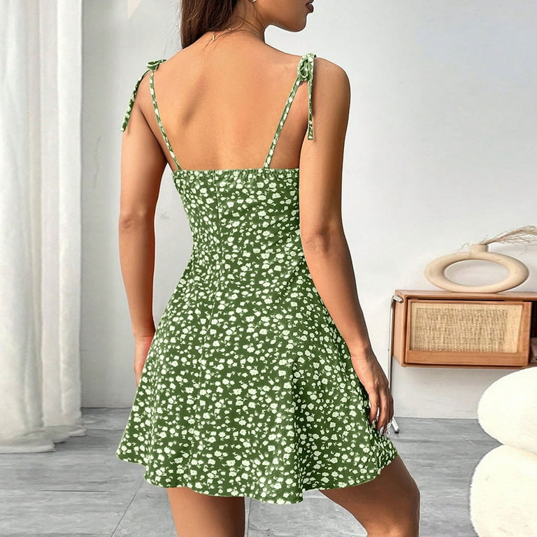 WTOBBY Women's Fashion Floral Print Waisted Spaghetti Strap Dress for Casual Summer Wear, Slim Fit and Elegant Design, Perfect for Evening Outings and Special Occasions,Green L - Walmart.com WTOBBY Women's Fashion Floral Print Waisted Spaghetti Strap Dress for Casual Summer Wear, Slim Fit and Elegant Design, Perfect for Evening Outings and Special Occasions,Green L - Walmart.com