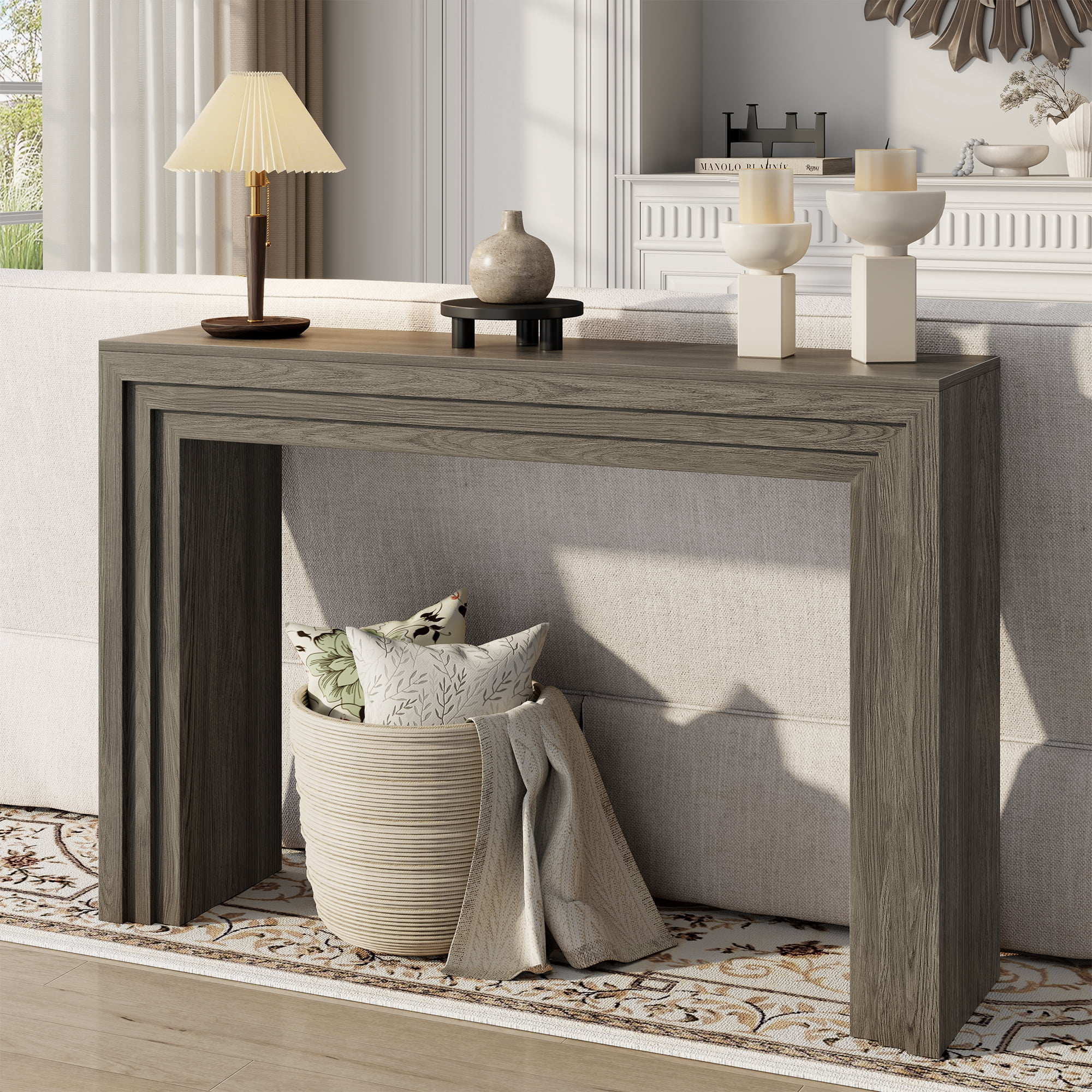Laintene Modern Entryway Table, 43" Modern Console Table with Storage, Narrow Sofa Table Behind the Couch, Accent for Living Room, Hallway Foyer, Entrance, Gray