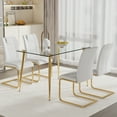 thumbnail image 7 of LUFTUT 51" Glass Dining Table, Rectangular Tempered Glass Top with Rounded Corners, Gold Metal Tapered Legs, Modern Kitchen & Dining Room Table, Easy Assembly, Small-Space Friendly, 7 of 7