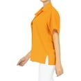 thumbnail image 4 of HAPPY BAY Women's Casual Hawaiian Shirt Summer Blouse Short Sleeve Button Up Dress Tops Tee Shirts Blouses for Women S plus-size Solid, Orange, 4 of 5