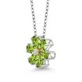 thumbnail image 4 of Gem Stone King 925 Silver and 10K Yellow Gold Pear Shape Flower Pendant with Chain Peridot Moissanite (2.55 Cttw), 4 of 4
