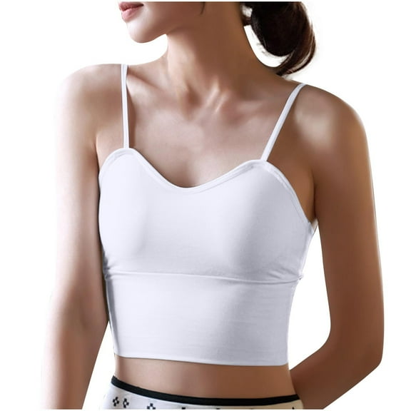 Mittory Womens Built in Bra Camisole Basic Spaghetti Straps Sleeveess Tank Tops Crop Padded Summer Workout Yoga Undershirts