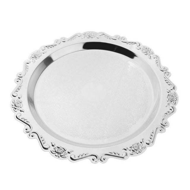 Round Metal Fruit Dish Pastry Plate Tea Dessert Serving Tray - , 30cm