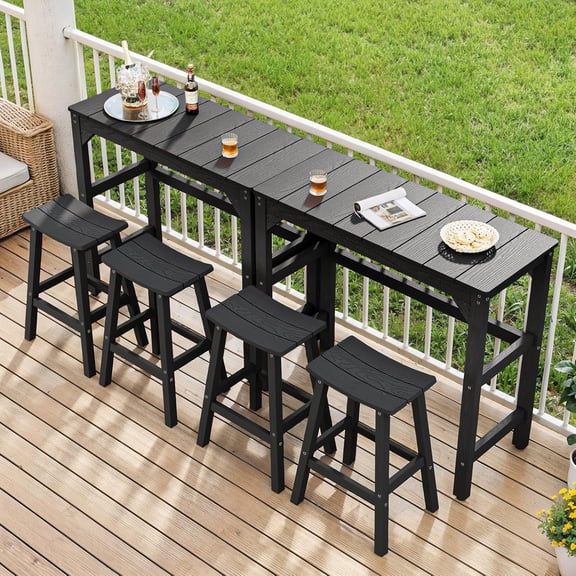Outdoor Bar Table 42 Inch Weatherproof Counter Height HIPS Black