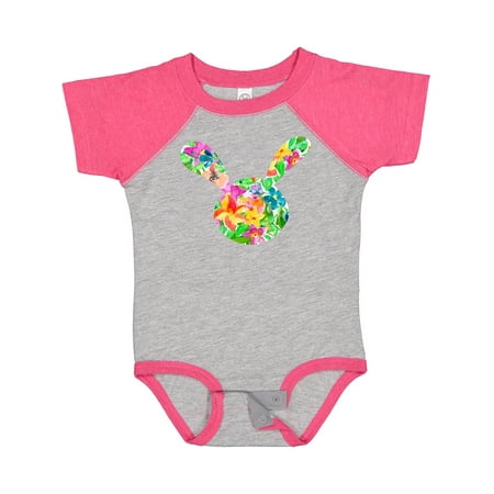 

Inktastic Easter Bunny Shape with Spring Flowers Gift Baby Boy or Baby Girl Bodysuit