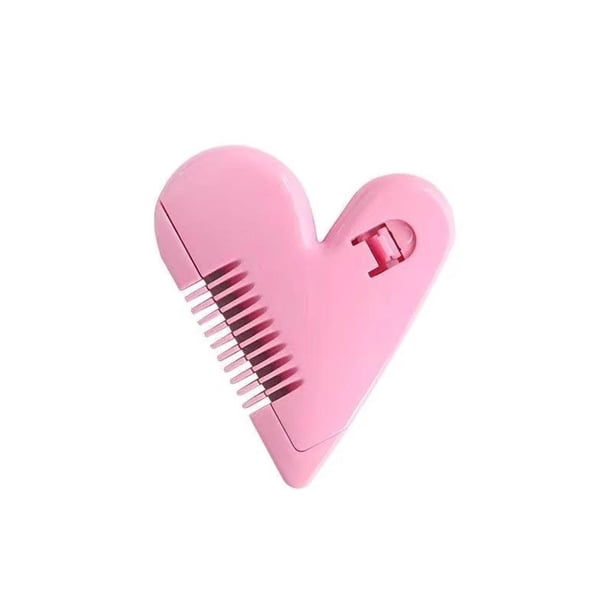 Peinador manual para cortar el pelo, con forma de corazón melocotón, de doble cara, para flequillo, fino, para niños, con cortador automático