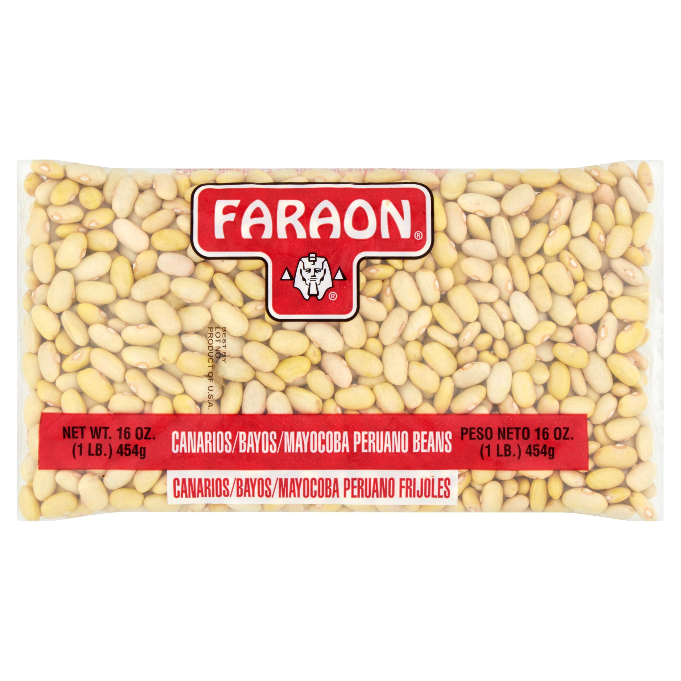 Faraon Mayocoba Beans (also known as Canarios/Bayos/Peruano Beans), are packed in a 16 oz (1 lb) poly bag
