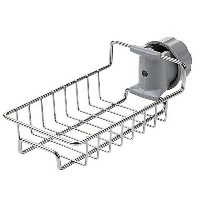 Elegante organizador de fregadero de acero inoxidable, instalación sin complicaciones, organizador de drenaje de grifo desmontable para fregaderos de cocina y baño, acero inoxidable 304 y material ABS