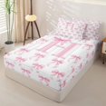 thumbnail image 2 of Homewish Pink Bow Tie Zipper Full Size Comforter Sets with Fitted Sheet and 2 Pillowcases For Girls,Cartoon Letter Alphabet C Kids Zipper Bedding Set,Pink Reversible,4-Piece, 2 of 7
