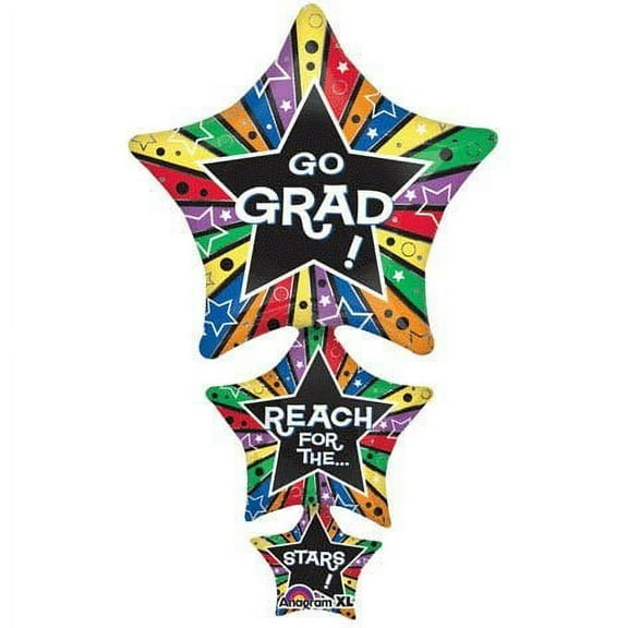 Go Grad Reach for The Stars Stacked 42" Balloon Mylar