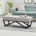 thumbnail image 4 of Modern Faux Wood Ottoman Bench, Light Grey Fabric, Chic Button Tufted Design, Versatile Storage and Seating, 4 of 11