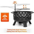 thumbnail image 4 of 2 in 1 Fire Pit with Cooking Grate 30'' Wood Burning Firepit Outdoor Fire Pits Steel Firepit Bowl Outside with Swivel BBQ Grill, Spark Screen, Poker for Backyard Garden Bonfire Patio$$Garden & Patio, 4 of 8