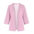 thumbnail image 6 of UVEASISHA 3/4 Sleeve Cardigan for Women Lightweight Open Front Draped Cardigans Fashion Solid Shrug Coverups with Pockets Pink L, 6 of 7
