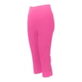 thumbnail image 4 of Capri Leggings Womens Knee and Ankle Length Leggings for Petite Women Plus Size Pull on Stretch Summer Lightweight Pants Hot Pink S, 4 of 6