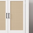 thumbnail image 6 of Accent Cabinet, Rattan Buffet Cabinet with Storage Sideboard, Entryway Cabinet with Doors and Shelves, Kitchen Storage Cabinet Furniture for Living Room, Dining Room, Hallway, White, 6 of 9