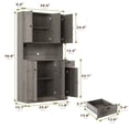 thumbnail image 3 of 71" Tall Kitchen Hutch with 6 Doors, Pantry Storage Cabinet with Microwave Stand, Storage Cabinet with Adjustable Shelves, Modern Food Pantry with Drawer for Kitchen Dining Room, Grey, 3 of 10