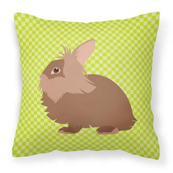 Carolines Treasures BB7786PW1414 Lionhead Rabbit Green Fabric Decorative Pillow, 14 x 14 in.