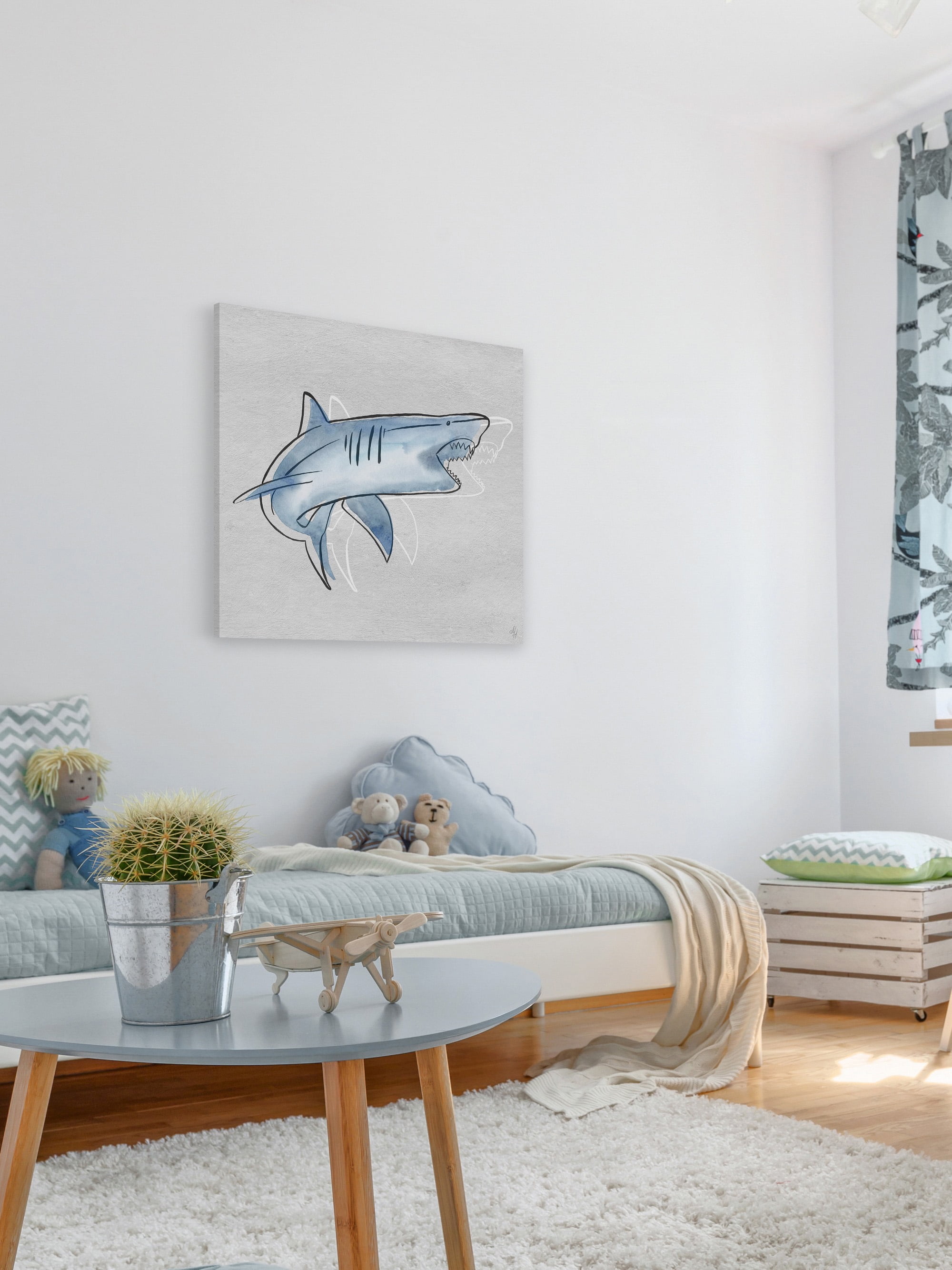 Marmont Hill Big Biting Shark Canvas Wall Art